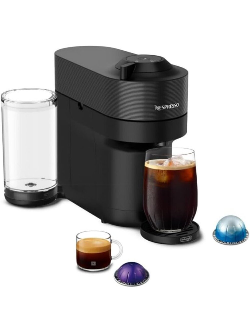 Versatile Coffee & Espresso Machine, Compact Design, Single Serve, Black Finish